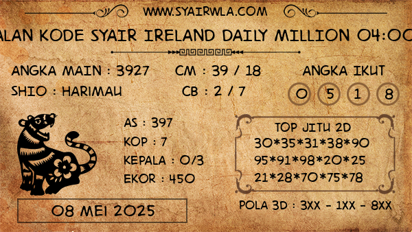 Prediksi Ireland Daily Million 04:00 WIB