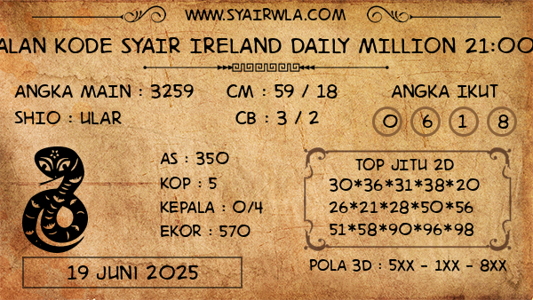 Prediksi Ireland Daily Million 21:00 WIB
