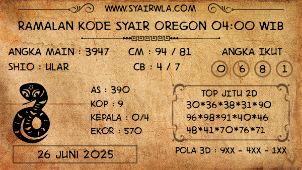 Prediksi Oregon 04:00 WIB