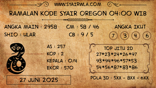 Prediksi Oregon 04:00 WIB