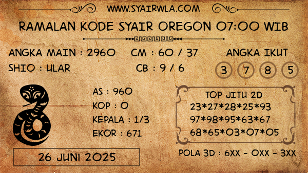 Prediksi Oregon 07:00 WIB