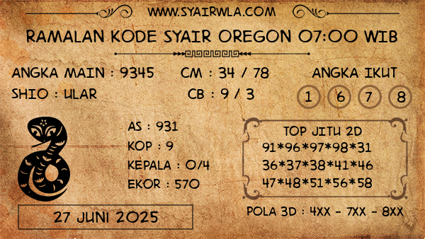 Prediksi Oregon 07:00 WIB