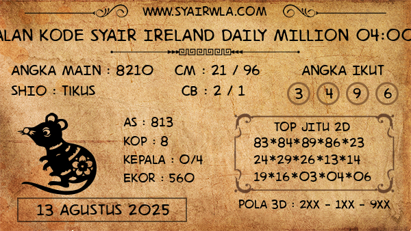 Prediksi Ireland Daily Million 04:00 WIB